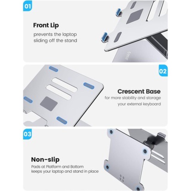ORICO μεταλλική βάση για laptop/tablet LST-T1, 11~15.6", foldable, ασημί