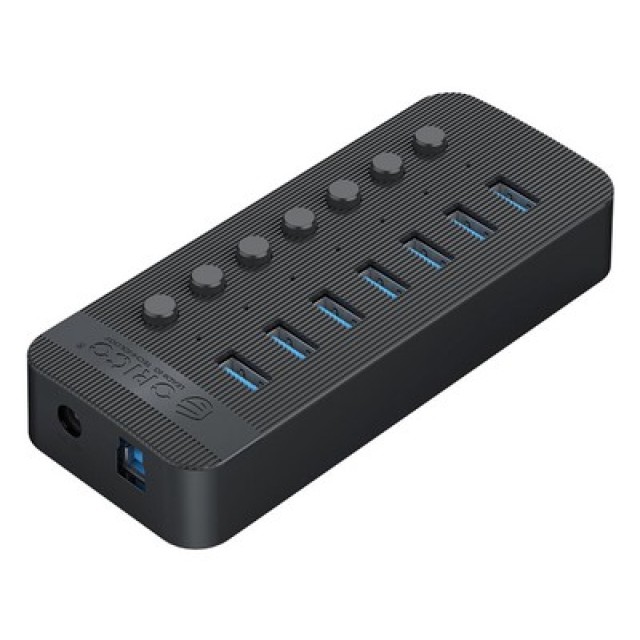 ORICO USB hub CT2U3-7AB με διακόπτες, 7x θυρών, USB 3.0, 5Gbps, USB σύνδεση, μαύρο