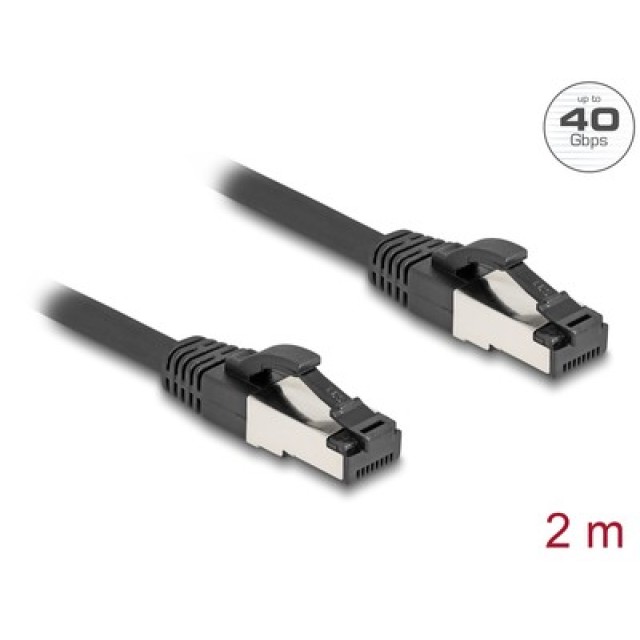 DELOCK καλώδιο δικτύου 80572, CAT 8.1 S/FTP, copper, 2000MHz, 2m, μαύρο