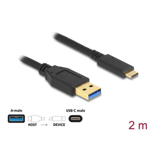 DELOCK καλώδιο USB-C σε USB 84004, 10Gbps, 2m, μαύρο