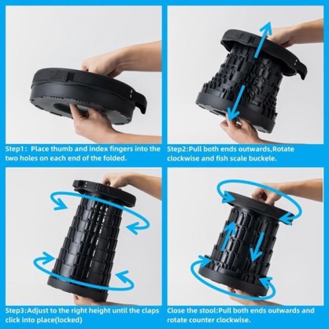 HOME USE πτυσσόμενο καρεκλάκι HUH-0262 με μαξιλάρι, αντοχή έως 250kg, 25.5x45.5cm, μαύρο