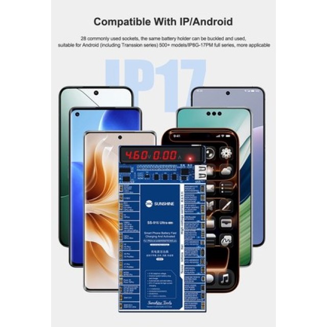 SUNSHINE tester μπαταριών SS-916 Ultra για Apple & Android smartphone, V3.0