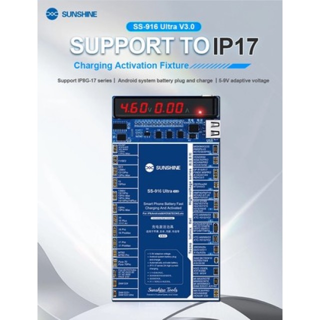 SUNSHINE tester μπαταριών SS-916 Ultra για Apple & Android smartphone, V3.0