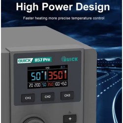 QUICK σταθμός θερμού αέρα QUICK857 Pro με air gun, 580W, 100-500 °C