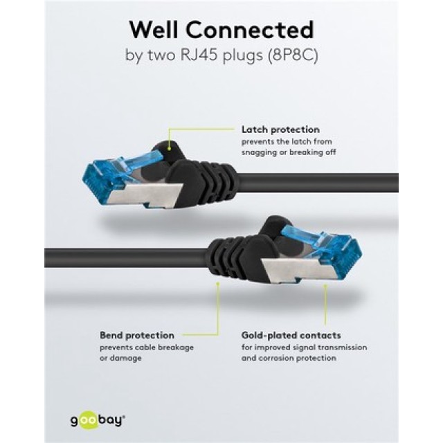 GOOBAY καλώδιο δικτύου 93706, CAT 6A S/FTP, 500MHz, Copper, 10m, μαύρο