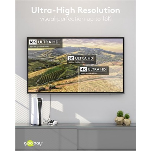 GOOBAY καλώδιο USB-C 74776, USB4, 240W, 80Gbps, 16K/60Hz, 1.5m, μαύρο