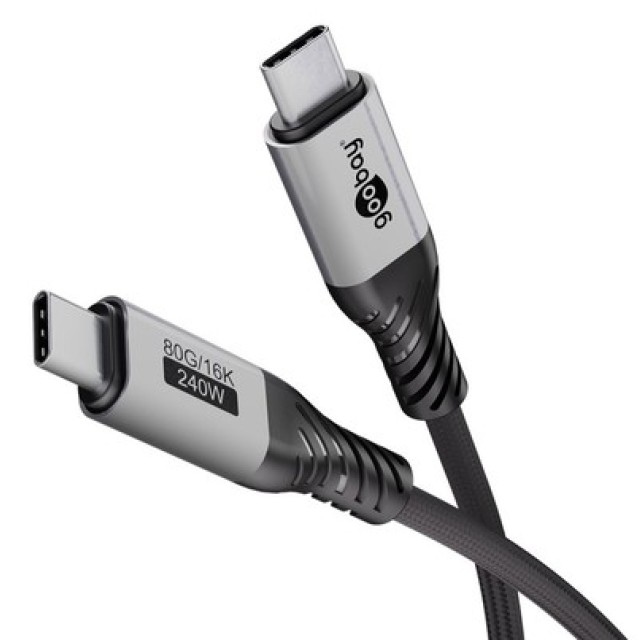 GOOBAY καλώδιο USB-C 74776, USB4, 240W, 80Gbps, 16K/60Hz, 1.5m, μαύρο