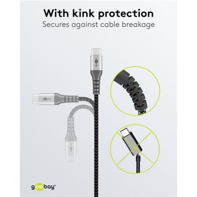 GOOBAY καλώδιο USB-C 79559, 60W, 480Mbps, 0.15m, μαύρο