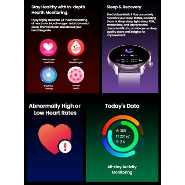 ZEBLAZE smartwatch Btalk 3 Plus, heart rate, 1.39" IPS, χρυσό