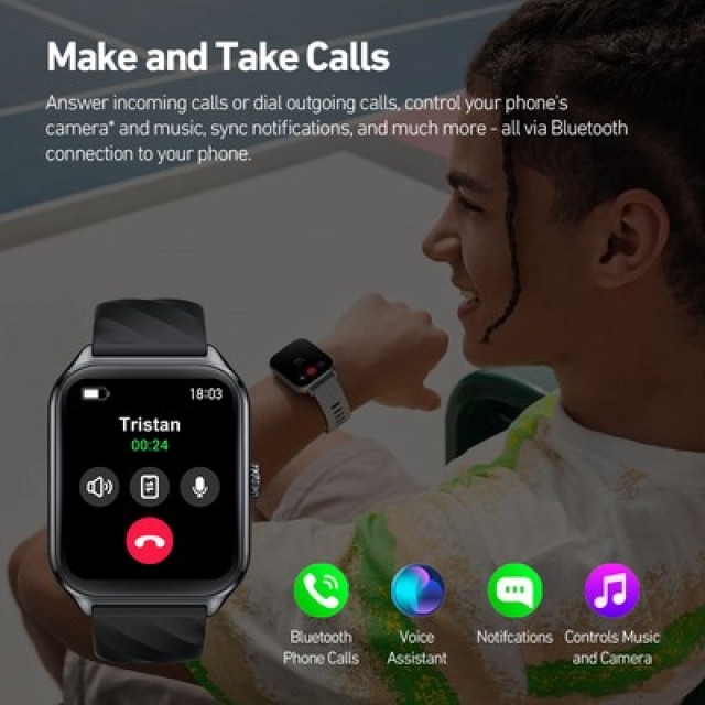 ZEBLAZE smartwatch GTS 4, heart rate, 1.94" AMOLED, IP68, μαύρο