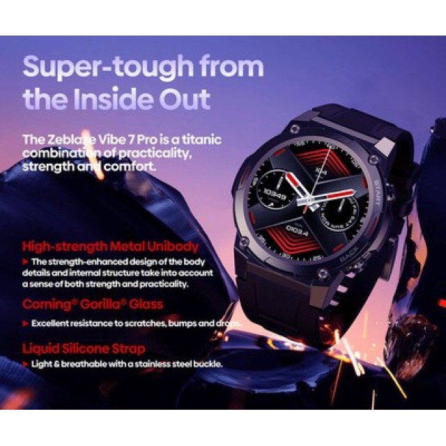 ZEBLAZE smartwatch Vibe 7 Pro, heart rate, 1.43" AMOLED, 3 ATM, ασημί