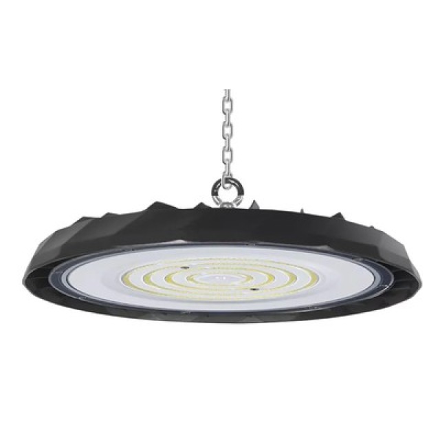 POWERTECH LED φωτιστικό καμπάνα PT-1557, 100W, 6500K, Φ30x4cm, IP65, μαύρο