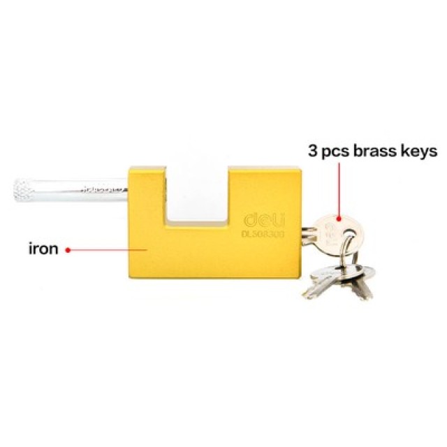 DELI λουκέτο τάκου με κλειδί DL508308, heavy duty, 80mm