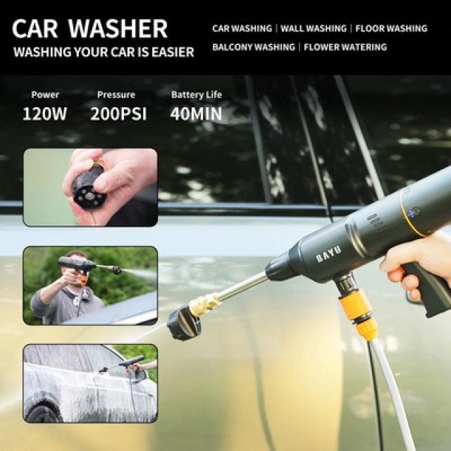 BAYU car kit με εκκινητή μπαταρίας/συμπιεστή αέρος/πιστόλι πλυσίματος/σκουπάκι αυτοκινήτου E-Pro C