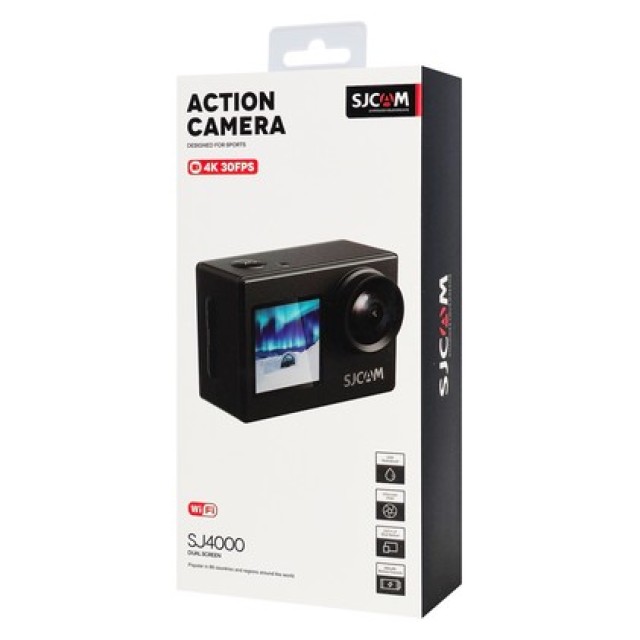 SJCAM action camera SJ4000 Dual Screen, 2x οθόνες, 16MP/4K, WiFi, αδιάβροχη θήκη, μαύρη
