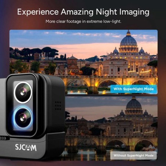SJCAM action camera SJ20 με 2x φακούς, 2x οθόνες, 20MP/4K, WiFi, αδιάβροχη θήκη, μαύρη