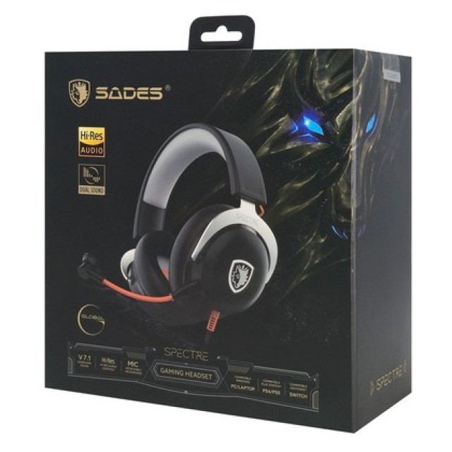 SADES gaming headset Spectre, USB σύνδεση, 50mm, V7.1 surround, multi-platform, μαύρο
