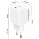 POWERTECH φορτιστής τοίχου PT-1577 με καλώδιο, USB-C, 65W, GaN, AVS, λευκός