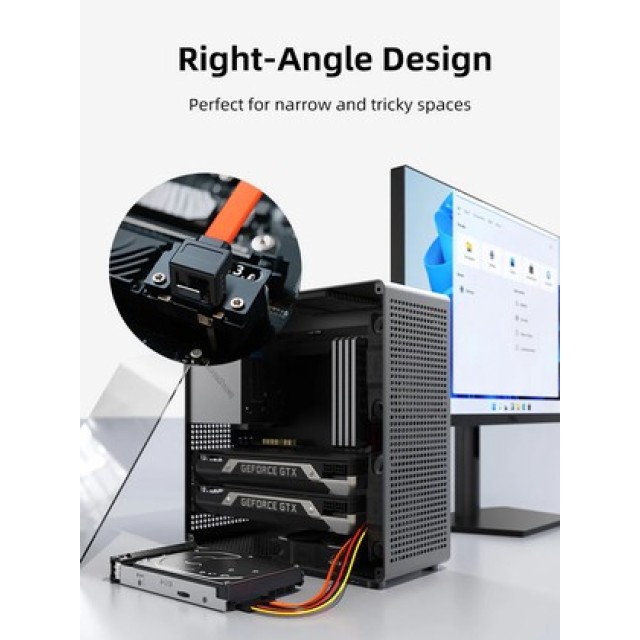 CABLETIME καλώδιο SATA III CT-SATA3R, γωνιακό, 6Gbps, 0.50m, πορτοκαλί