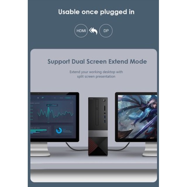 CABLETIME αντάπτορας DisplayPort σε HDMI CT-AV589-P02G4K60, 4K/60Hz, γκρι