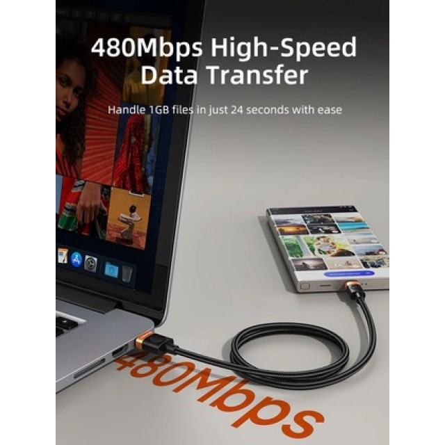 CABLETIME καλώδιο USB-C σε USB CT-AMCM2A, 2A, 480Mbps, 1m, μαύρο