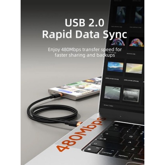 CABLETIME καλώδιο USB-C CT-CM60, 60W, 480Mbps, 1m, μαύρο