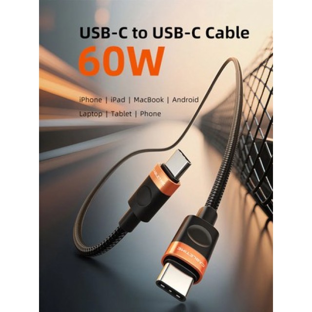 CABLETIME καλώδιο USB-C CT-CM60, 60W, 480Mbps, 1m, μαύρο