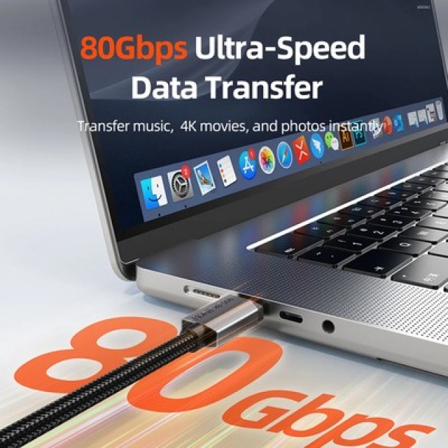 CABLETIME καλώδιο USB-C CT-USB4V2, USB4, 240W, 80Gbps, 8K/60Hz, 1m, μαύρο