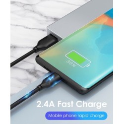 CABLETIME καλώδιο micro USB σε USB CT-C165-05G, 2.4A, 480Mbps, 0.25m, μαύρο