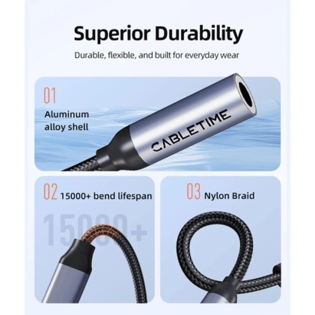 CABLETIME αντάπτορας USB-C σε 3.5mm CT-CMAUF-AG, γκρι