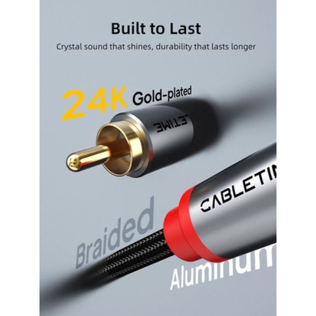 CABLETIME καλώδιο ήχου 2x RCA σε 2x RCA CT-RCA, 3m, μαύρο