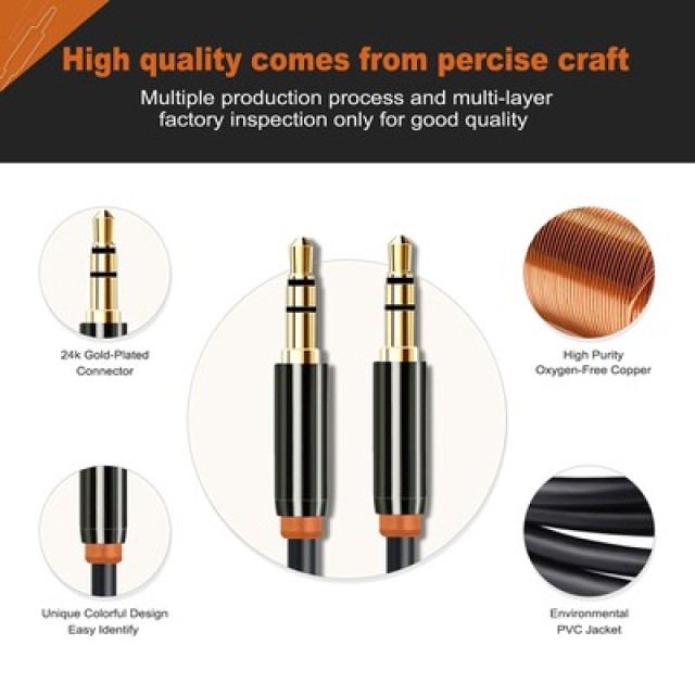 CABLETIME καλώδιο ήχου 3.5mm CT-AV311-P11G, gold plated, 1m, μαύρο