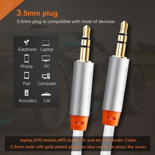 CABLETIME καλώδιο ήχου 3.5mm CT-AV311-P11G, gold plated, 3m, λευκό