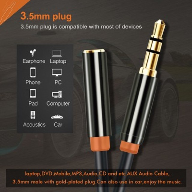 CABLETIME καλώδιο προέκτασης ήχου 3.5mm CT-AV311-P11FG, gold plated, 0.5m, μαύρο