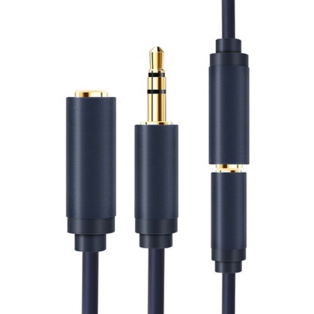 CABLETIME καλώδιο προέκτασης ήχου 3.5mm CT-AV302-H11G, gold plated, 5m, μπλε