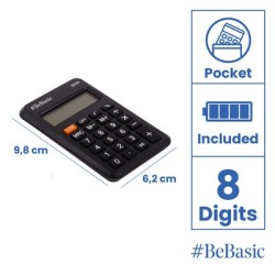 BEBASIC αριθμομηχανή τσέπης S059, μπαταρίας, 8 ψηφία, μαύρη