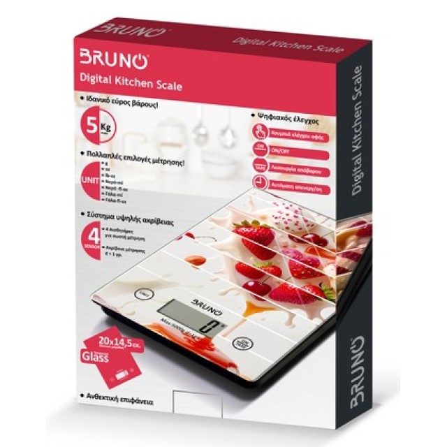 BRUNO ψηφιακή ζυγαριά κουζίνας BRN-0271, 1gr/5kg, Flavor Feast