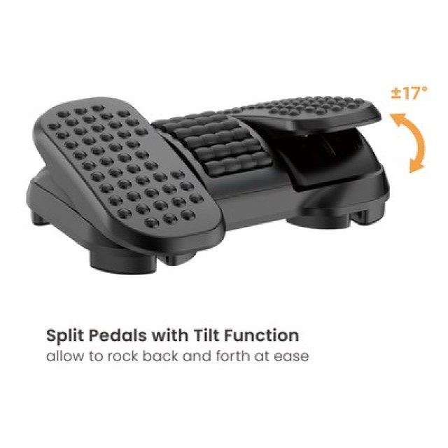 POWERTECH υποπόδιο γραφείου PT-1567 με πεντάλ εκγύμνασης ποδιών, μαύρο