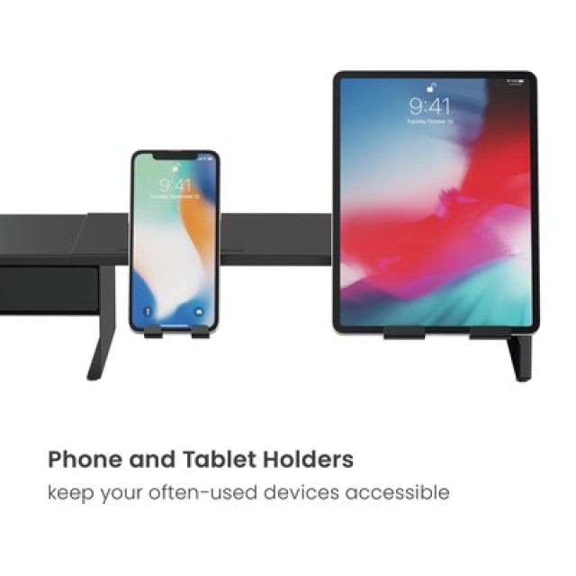 BRATECK επιτραπέζια βάση για οθόνη/laptop/smartphone/tablet STB-128-02 με συρτάρι, 13-32", έως 20kg, heavy duty, μαύρη