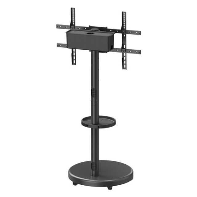 BRATECK βάση τηλεόρασης δαπέδου FS38-46TWE, 37-86", έως 50kg, με ράφι & cable management, ροδάκια, μαύρη