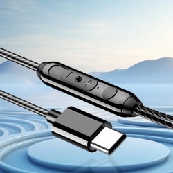 KAKUSIGA earphones με μικρόφωνο KSC-1300, USB-C σύνδεση, 10mm, 1.2m, μαύρα