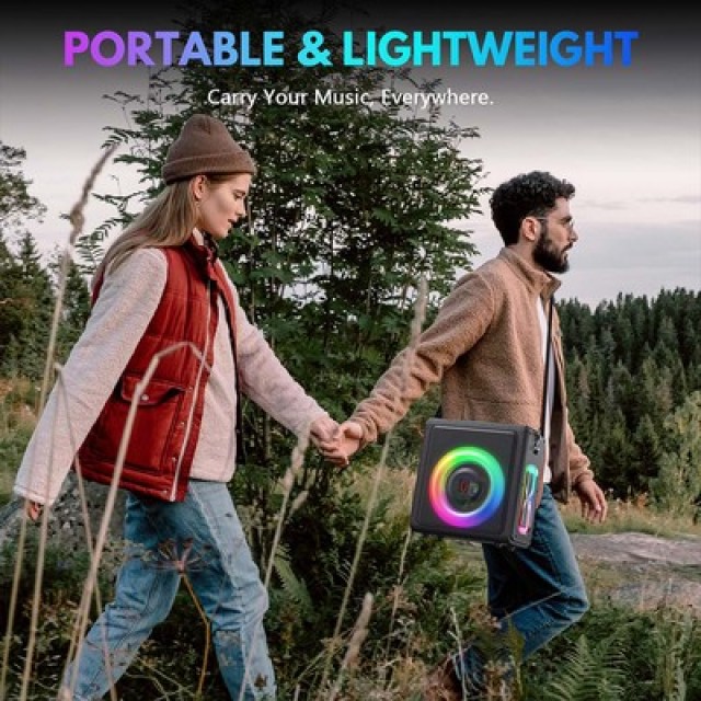 JYX φορητό ηχείο MS75 με 2x μικρόφωνα & ασύρματο χειριστήριο, 15W, 6000mah, RGB φωτισμός, μαύρο