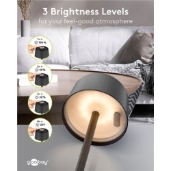 GOOBAY επιτραπέζιο φωτιστικό 77675, 3000K, dimmable, επαναφορτιζόμενο, μαύρο