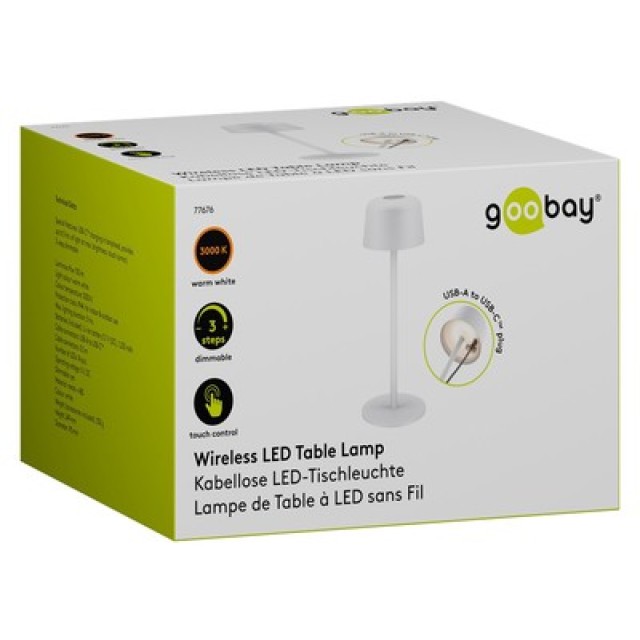 GOOBAY επιτραπέζιο φωτιστικό 77676, 3000K, dimmable, επαναφορτιζόμενο, λευκό