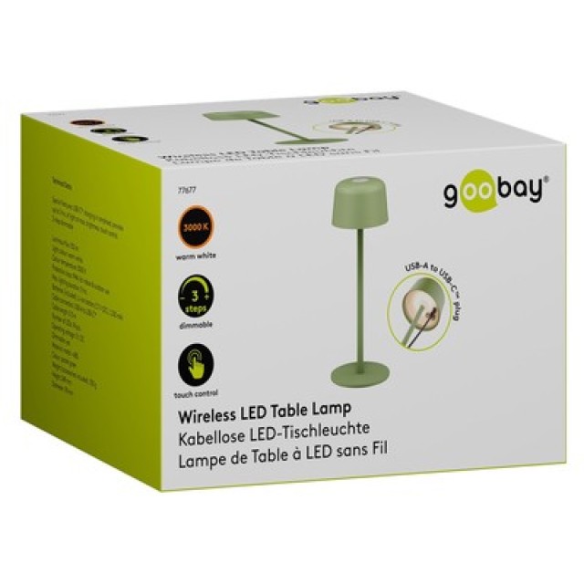 GOOBAY επιτραπέζιο φωτιστικό 77677, 3000K, dimmable, επαναφορτιζόμενο, πράσινο