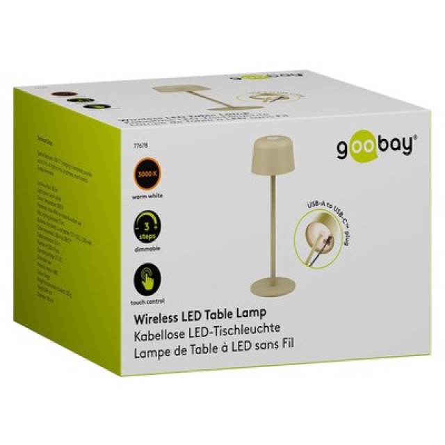 GOOBAY επιτραπέζιο φωτιστικό 77678, 3000K, dimmable, επαναφορτιζόμενο, μπεζ