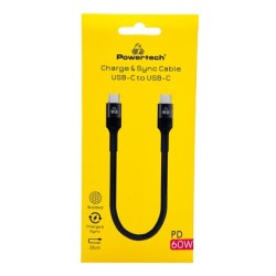 POWERTECH καλώδιο USB-C PTR-0204, PD 60W, 480Mbps, 25cm, μαύρο POWERTECH καλώδιο USB-C PTR-0204, PD 60W, 480Mbps, 25cm, μαύρο