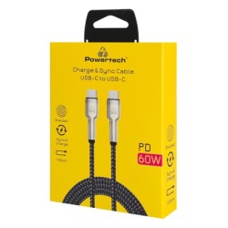 POWERTECH καλώδιο USB-C PTR-0198, PD 60W, 480Mbps, 1m, μαύρο POWERTECH καλώδιο USB-C PTR-0198, PD 60W, 480Mbps, 1m, μαύρο