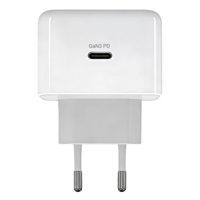 POWERTECH φορτιστής τοίχου PT-1581 με καλώδιο, USB-C, 40 έως 60W, GaN, AVS, λευκός