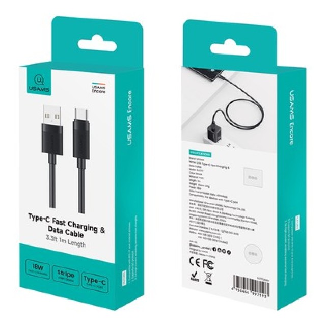 USAMS καλώδιο USB-C σε USB SJ777, 3A, 480Mbps, 1m, μαύρο